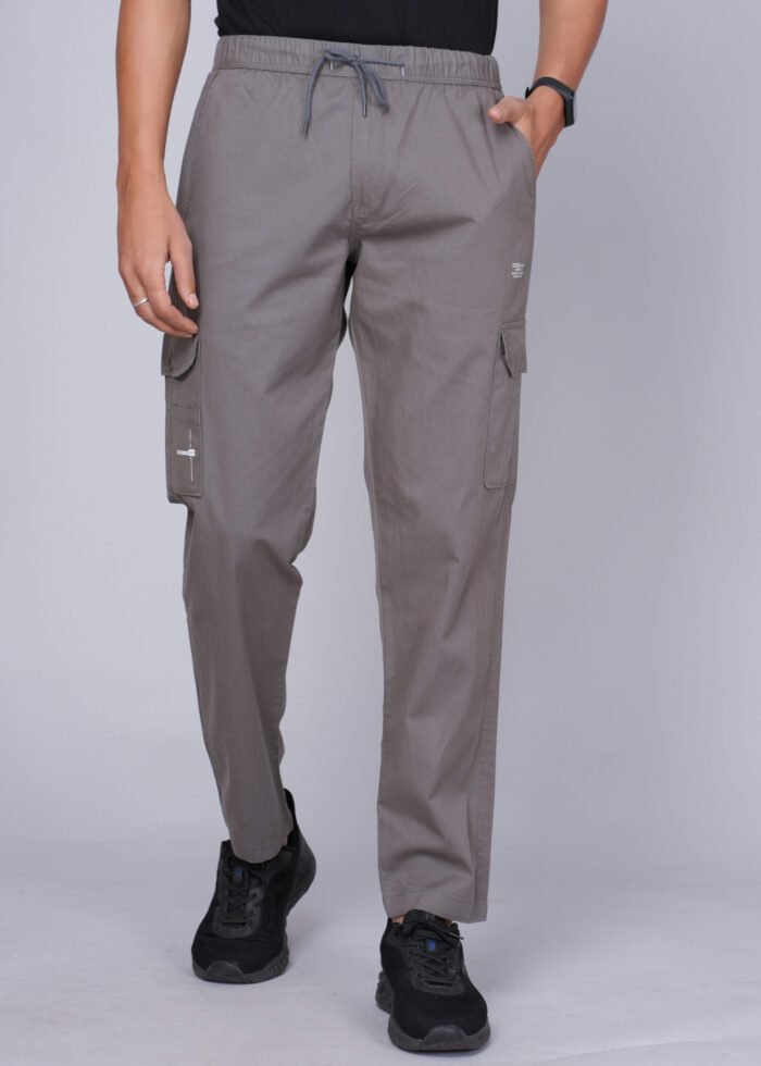 5548-Dark Grey (1) Cargo Sports Men Solid Cotton Dark Grey Cargo Pant - Image 1