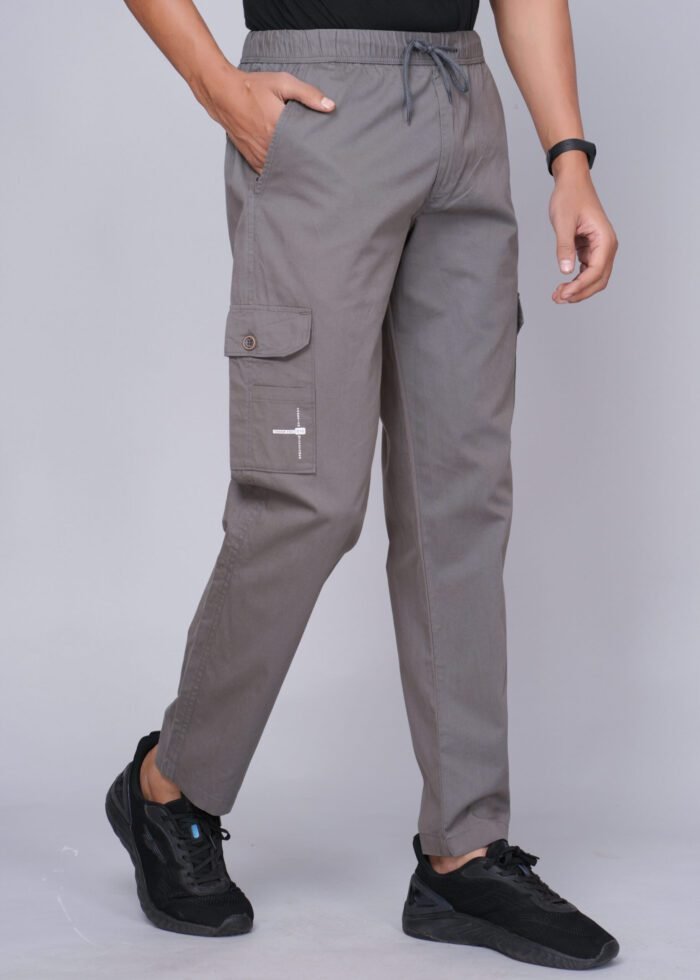 Cargo Sports Men Solid Cotton Dark Grey Cargo Pant - Image 3