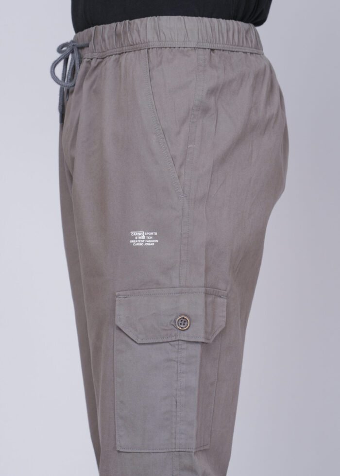 Cargo Sports Men Solid Cotton Dark Grey Cargo Pant - Image 5