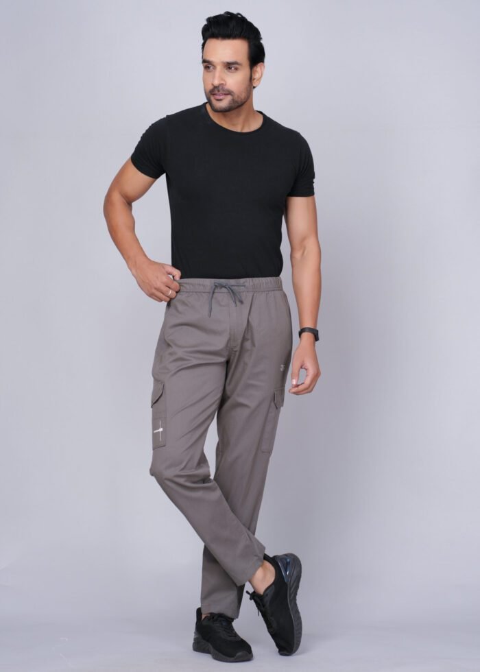 Cargo Sports Men Solid Cotton Dark Grey Cargo Pant - Image 6