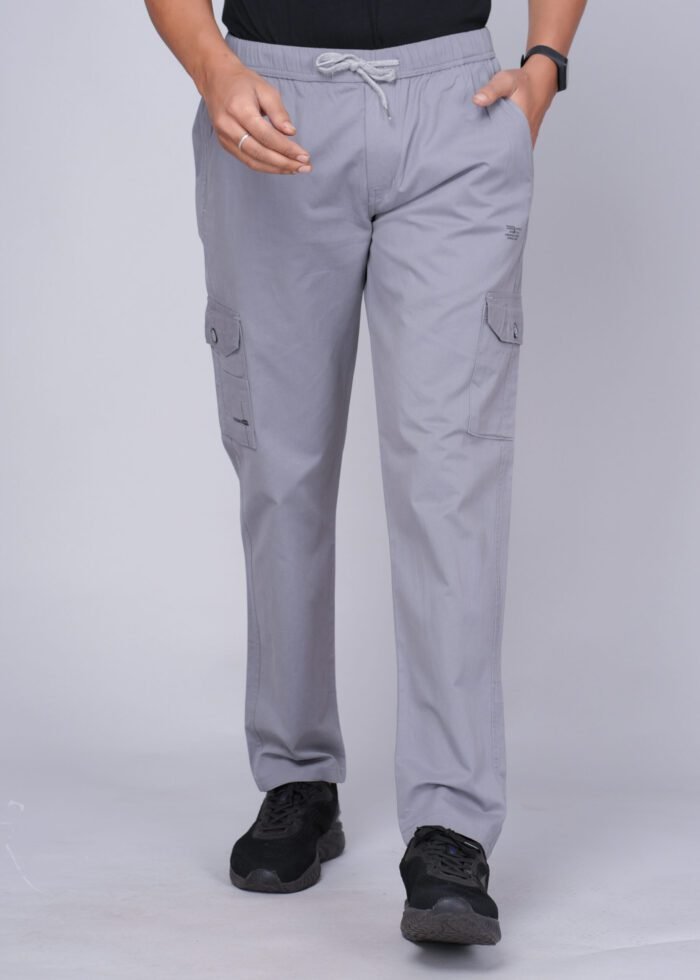 Cargo Sports Men Solid Cotton Grey Cargo Pant - Image 1