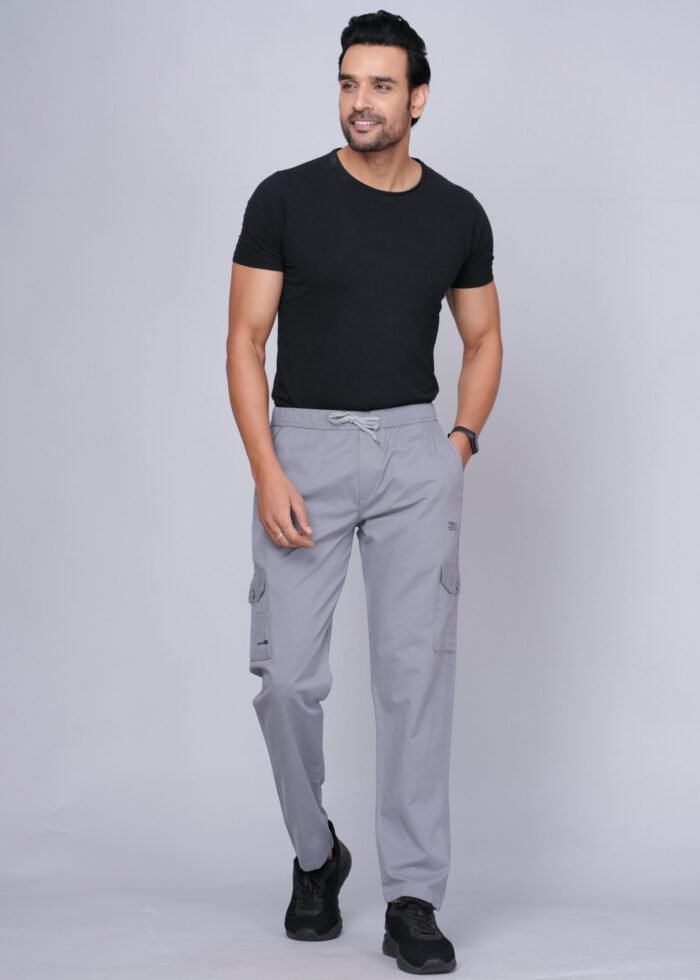 Cargo Sports Men Solid Cotton Grey Cargo Pant - Image 5