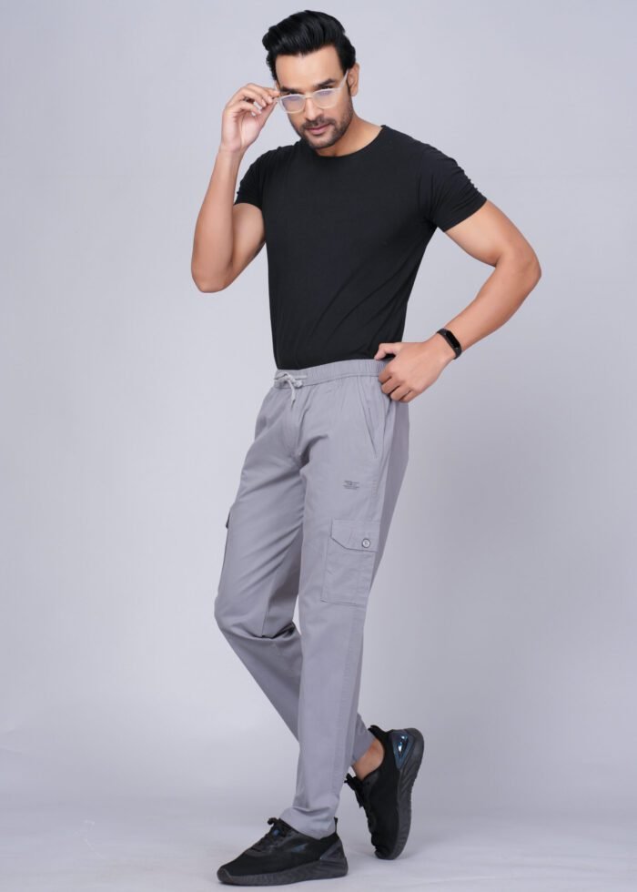 Cargo Sports Men Solid Cotton Grey Cargo Pant - Image 6