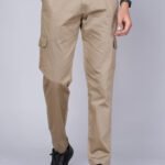 Cargo Sports Men Solid Cotton Beige Cargo Pant