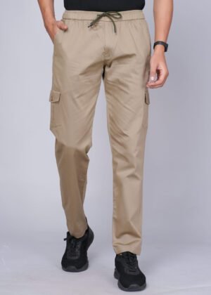Cargo Sports Men Solid Cotton Beige Cargo Pant