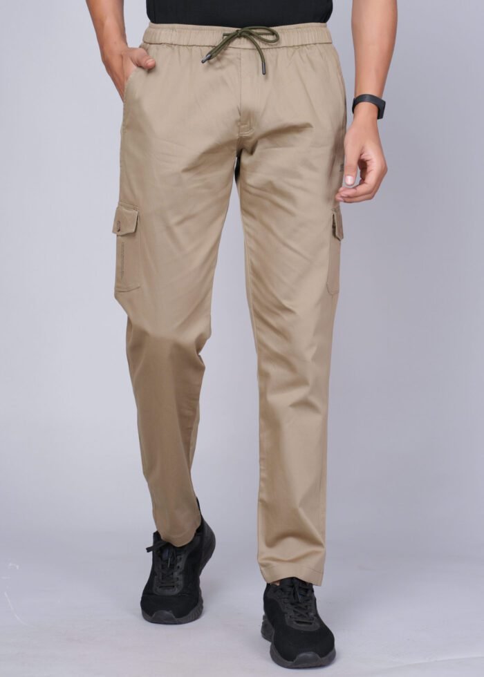 Cargo Sports Men Solid Cotton Beige Cargo Pant - Image 1