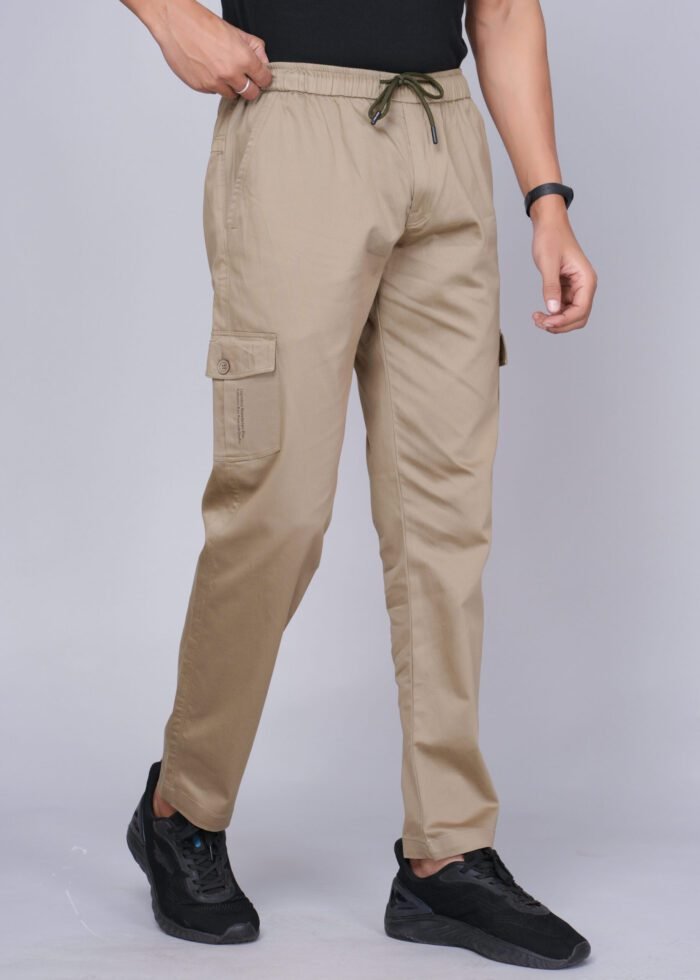 Cargo Sports Men Solid Cotton Beige Cargo Pant - Image 2