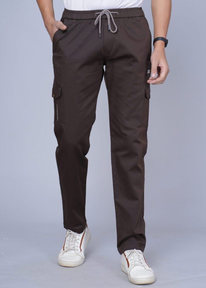 Cargo Sports Men Solid Cotton Brown Cargo Pant - Image 1