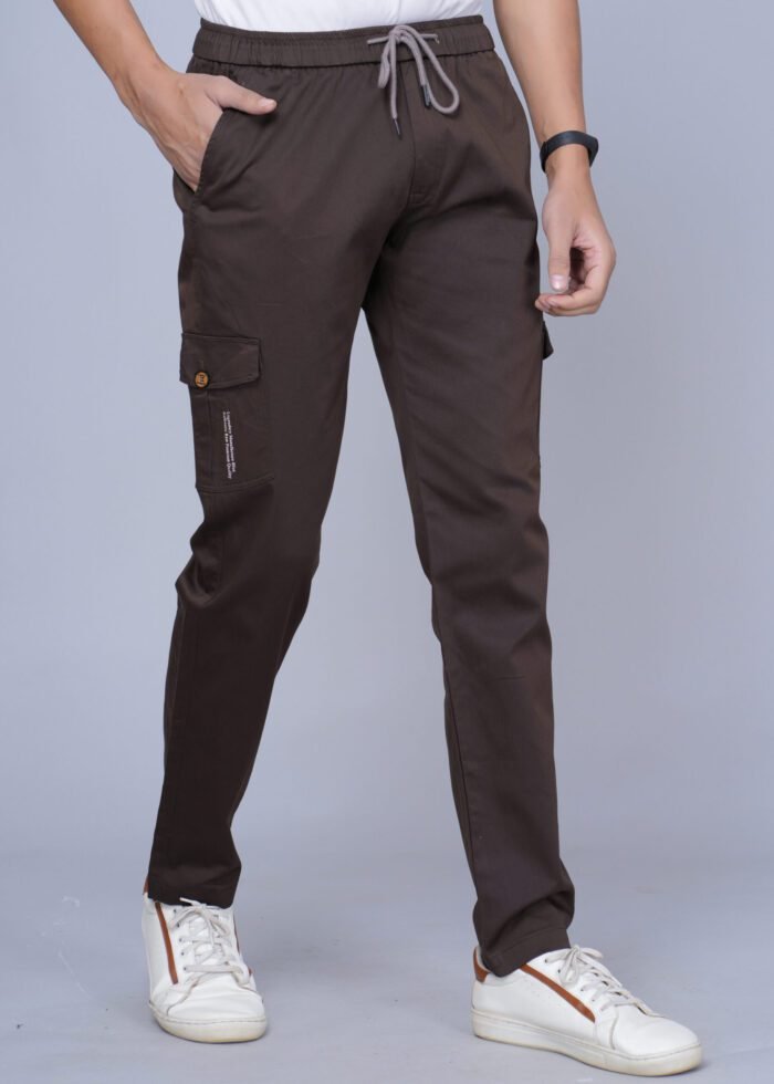 Cargo Sports Men Solid Cotton Brown Cargo Pant - Image 2