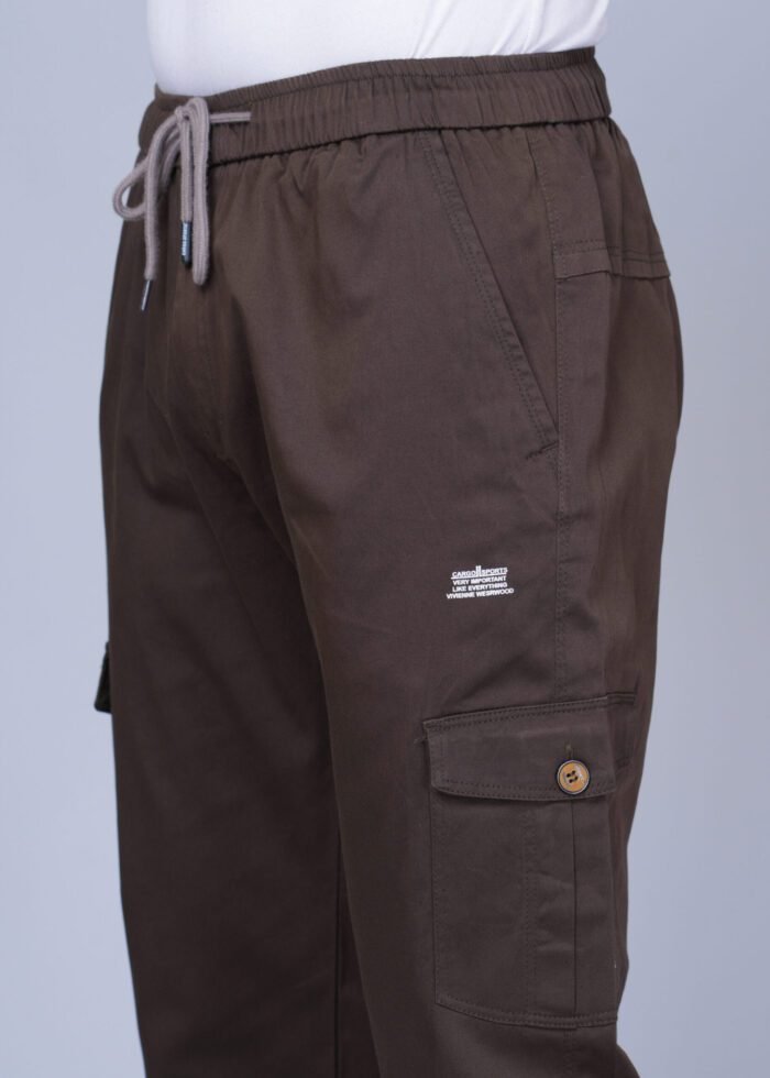 Cargo Sports Men Solid Cotton Brown Cargo Pant - Image 4