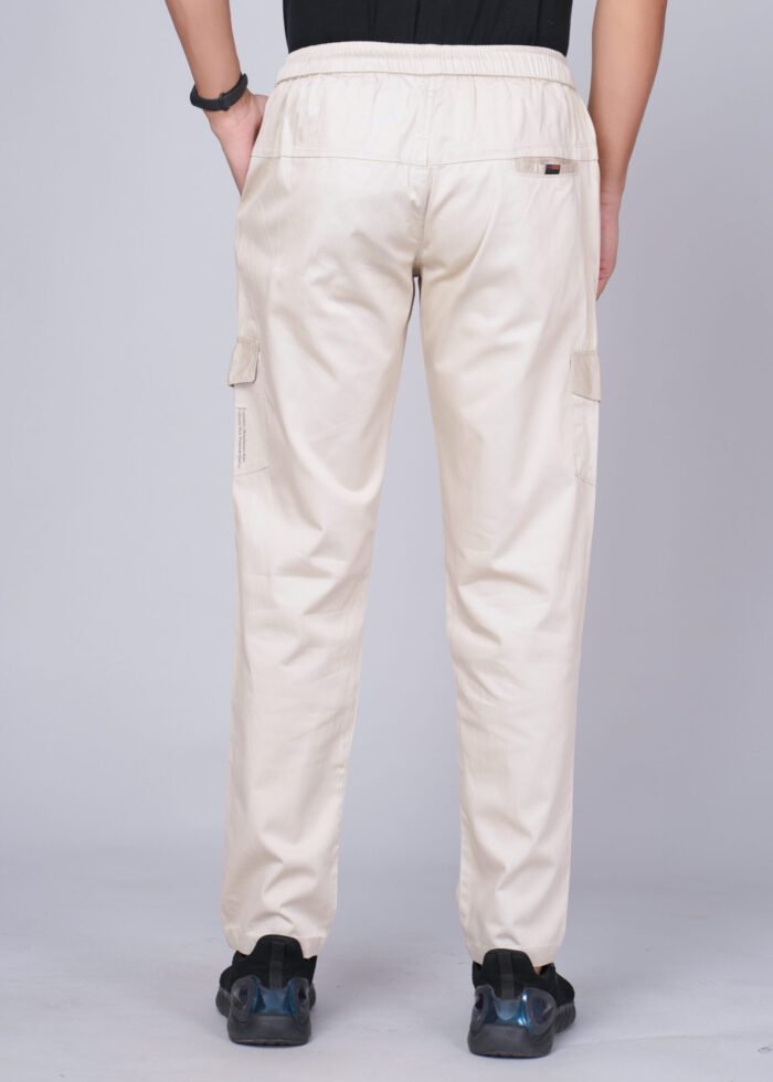 Cargo Sports Men Solid Cotton Cream Cargo Pant - Image 5