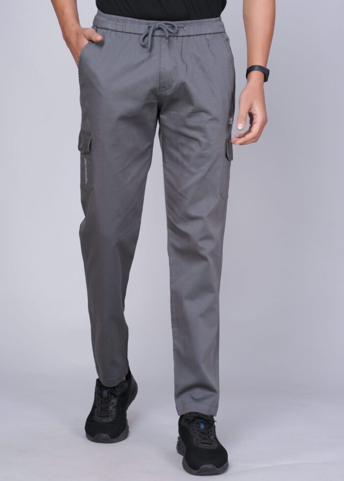 Cargo Sports Men Solid Cotton Dark Grey Cargo Pant - Image 1