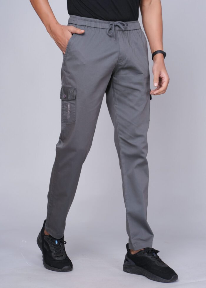 Cargo Sports Men Solid Cotton Dark Grey Cargo Pant - Image 2