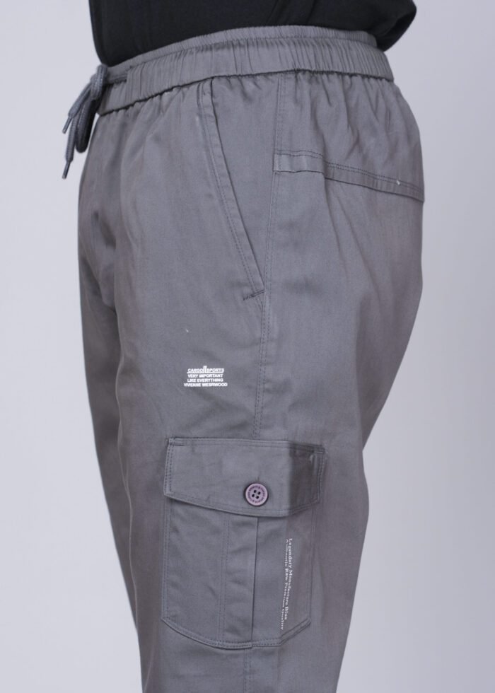 Cargo Sports Men Solid Cotton Dark Grey Cargo Pant - Image 4