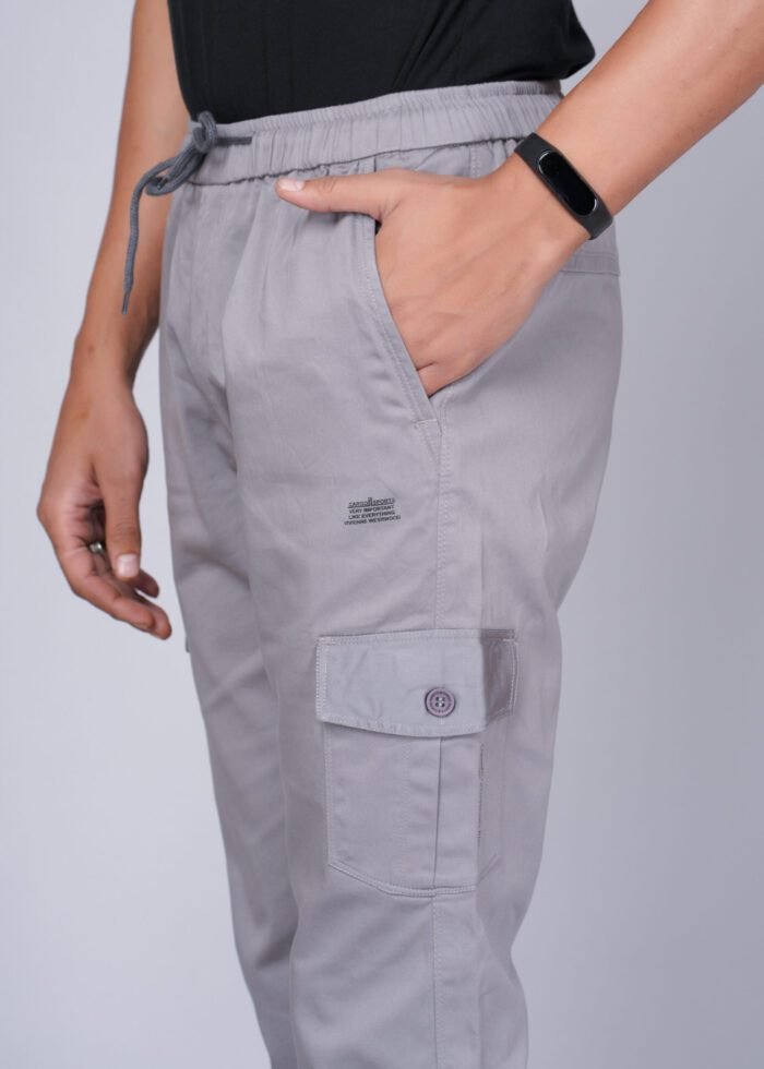 Cargo Sports Men Solid Cotton Grey Cargo Pant - Image 4