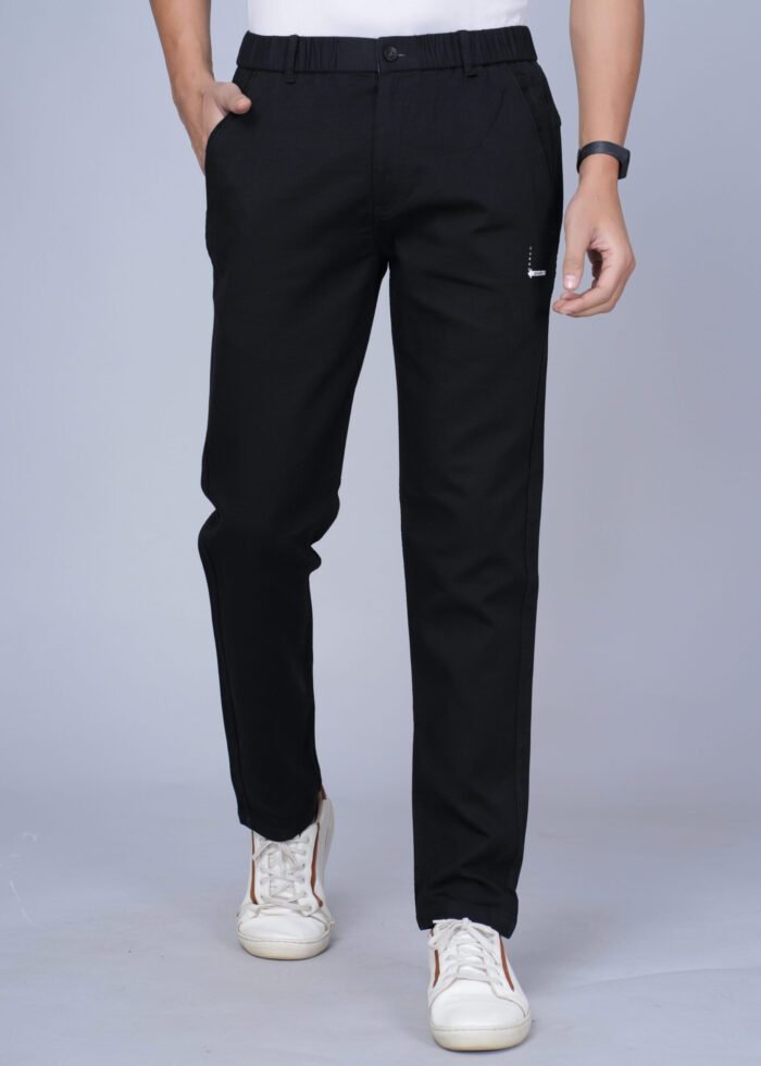 Cargo Sports Men Solid Cotton Black Track Pant - Image 1