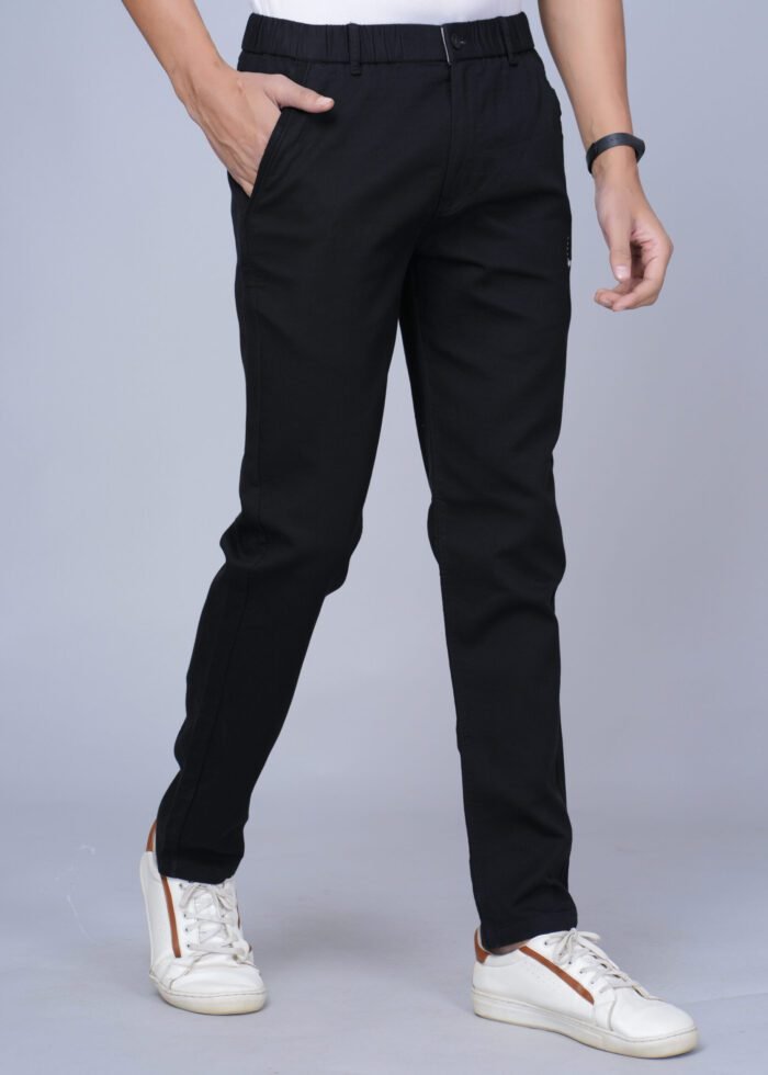 Cargo Sports Men Solid Cotton Black Track Pant - Image 2