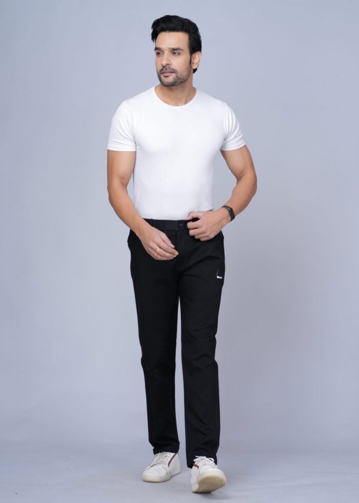 Cargo Sports Men Solid Cotton Black Track Pant - Image 5