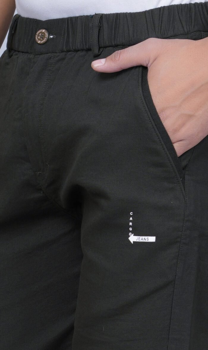 Cargo Sports Men Solid Cotton Dark Green Track Pant - Image 4