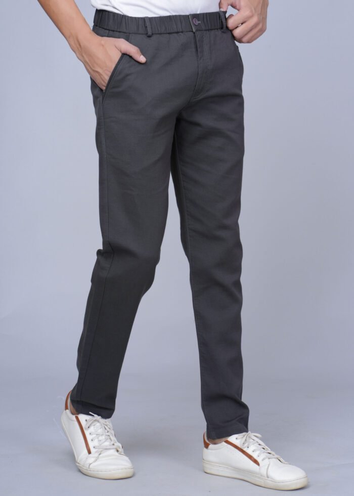 Cargo Sports Men Solid Cotton Dark Grey Track Pant - Image 2