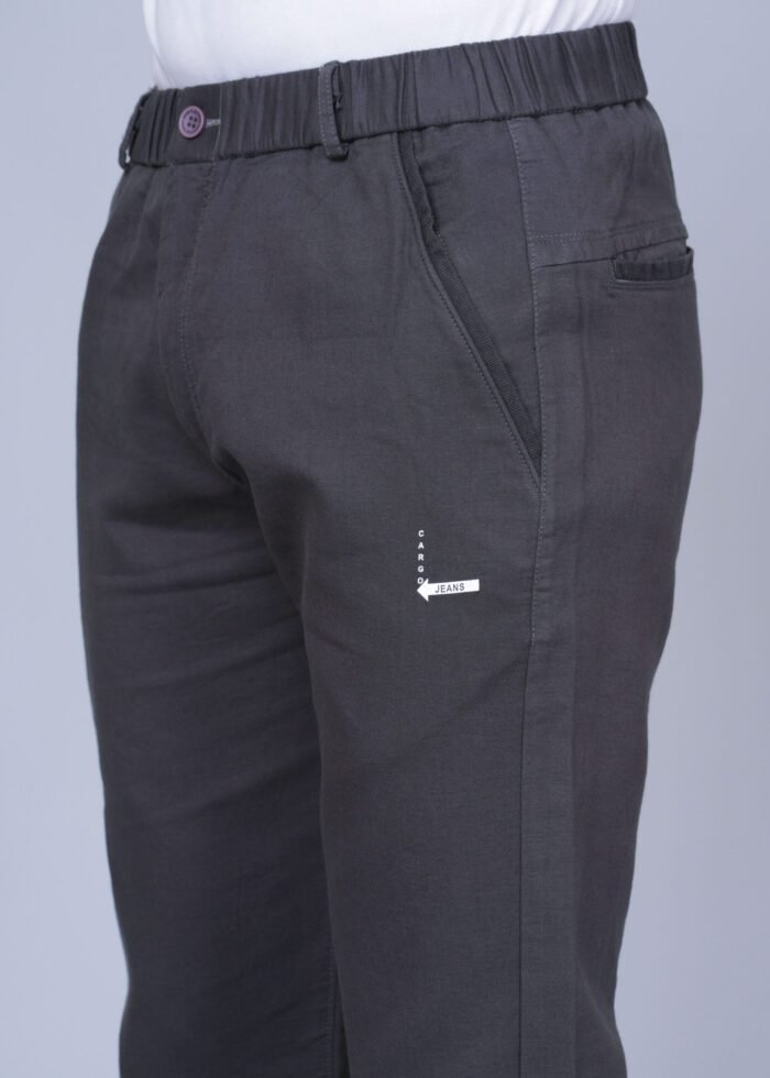 Cargo Sports Men Solid Cotton Dark Grey Track Pant - Image 3