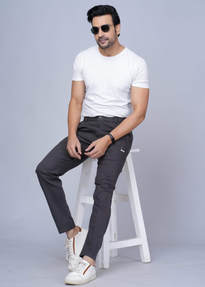 Cargo Sports Men Solid Cotton Dark Grey Track Pant - Image 5