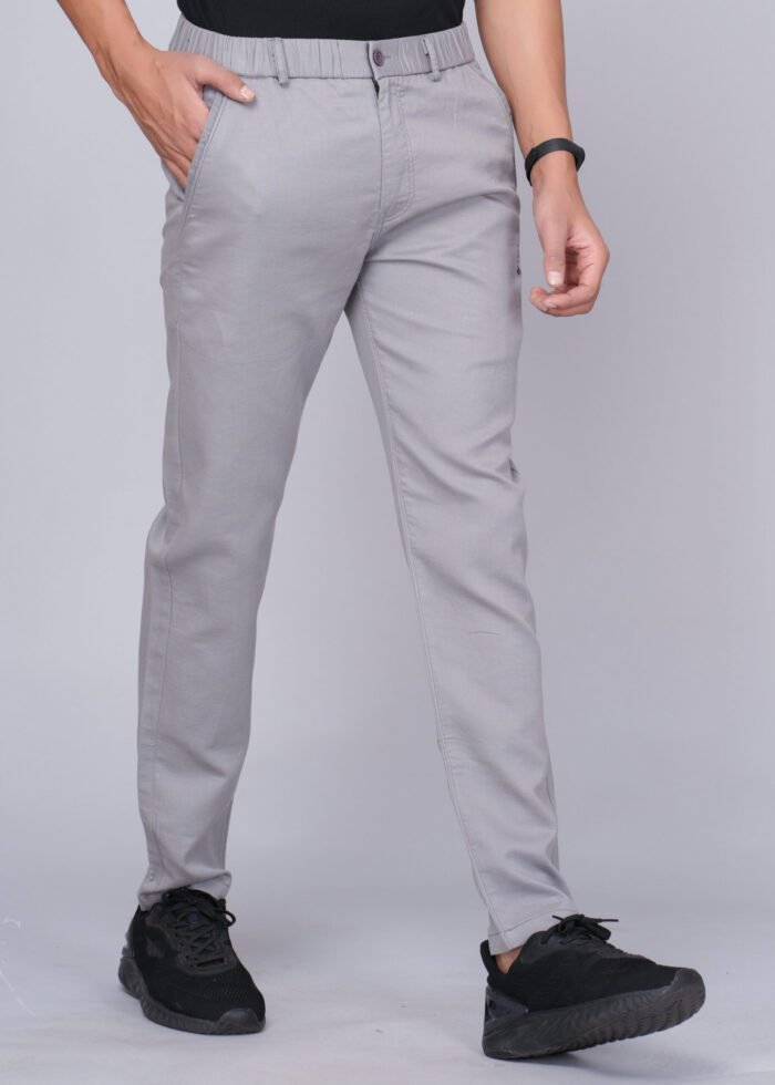 Cargo Sports Men Solid Cotton Light Grey Track Pant - Image 2