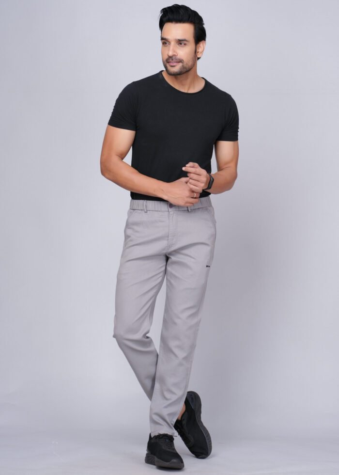 Cargo Sports Men Solid Cotton Light Grey Track Pant - Image 3