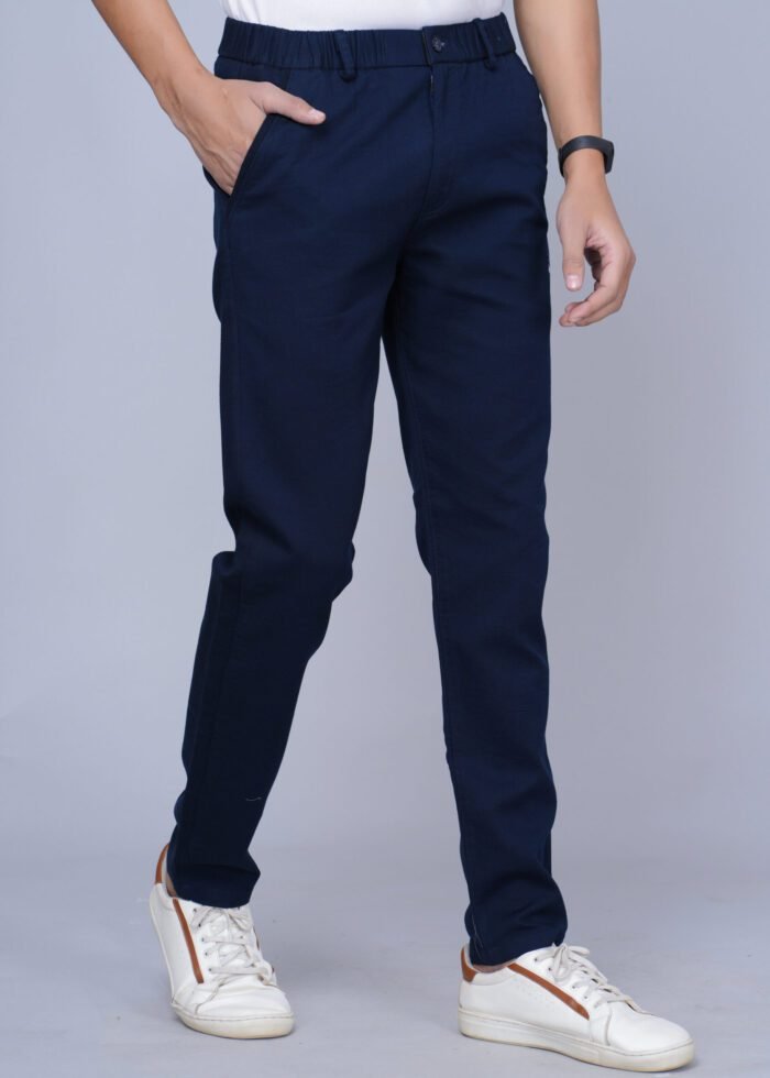 Cargo Sports Men Solid Cotton Navy Blue Track Pant - Image 2