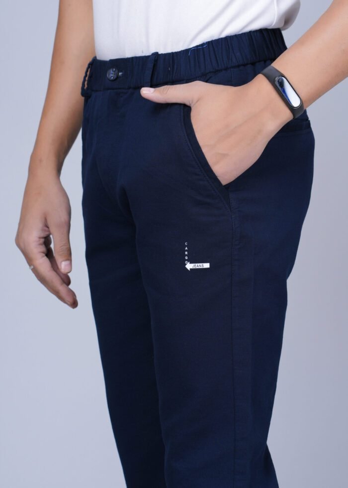 Cargo Sports Men Solid Cotton Navy Blue Track Pant - Image 3