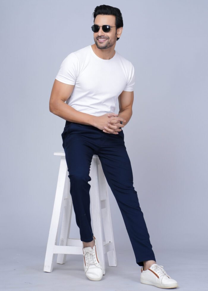 Cargo Sports Men Solid Cotton Navy Blue Track Pant - Image 5