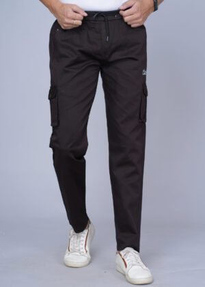 Cargo Sports Men Solid Cotton Dark Brown Cargo Pant