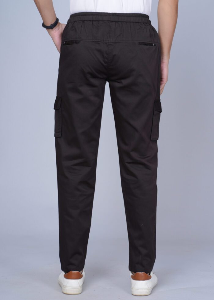 Cargo Sports Men Solid Cotton Dark Brown Cargo Pant - Image 5