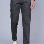 Cargo Sports Men Solid Cotton Dark Grey Cargo Pant