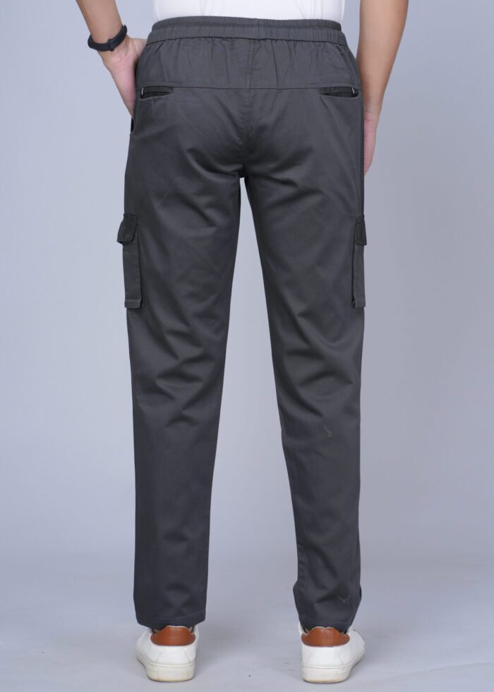 Cargo Sports Men Solid Cotton Dark Grey Cargo Pant - Image 5
