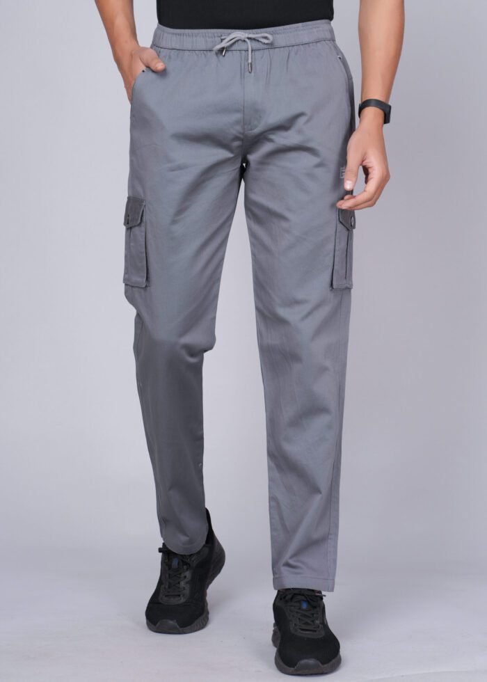 Cargo Sports Men Solid Cotton Grey Cargo Pant - Image 1