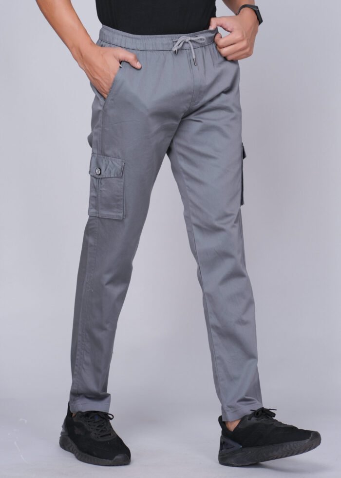 Cargo Sports Men Solid Cotton Grey Cargo Pant - Image 2