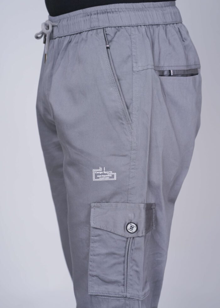 Cargo Sports Men Solid Cotton Grey Cargo Pant - Image 4
