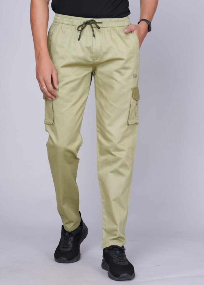 Cargo Sports Men Solid Cotton Light Green Cargo Pant - Image 1