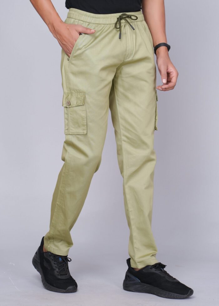 Cargo Sports Men Solid Cotton Light Green Cargo Pant - Image 5