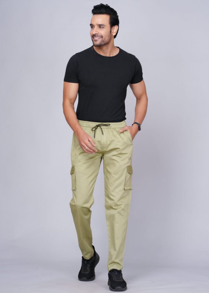 Cargo Sports Men Solid Cotton Light Green Cargo Pant - Image 3
