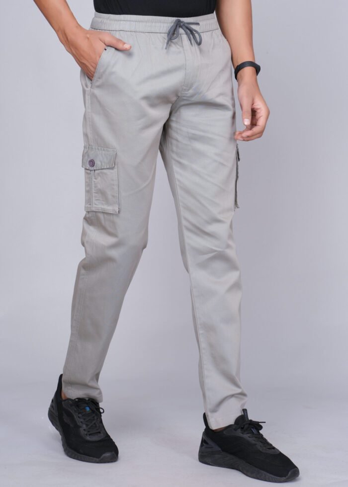 Cargo Sports Men Solid Cotton Light Grey Cargo Pant - Image 2