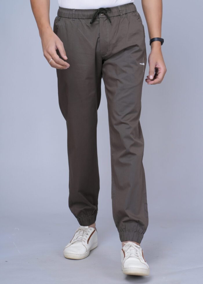 99005-Brown (1) Cargo Sports Men Solid Cotton Brown Jogger Styli Track Pant - Image 1