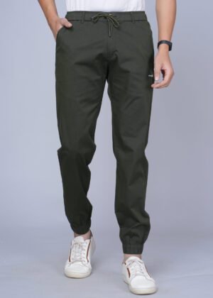 Cargo Sports Men Solid Cotton Dark Green Jogger Styli Track Pant