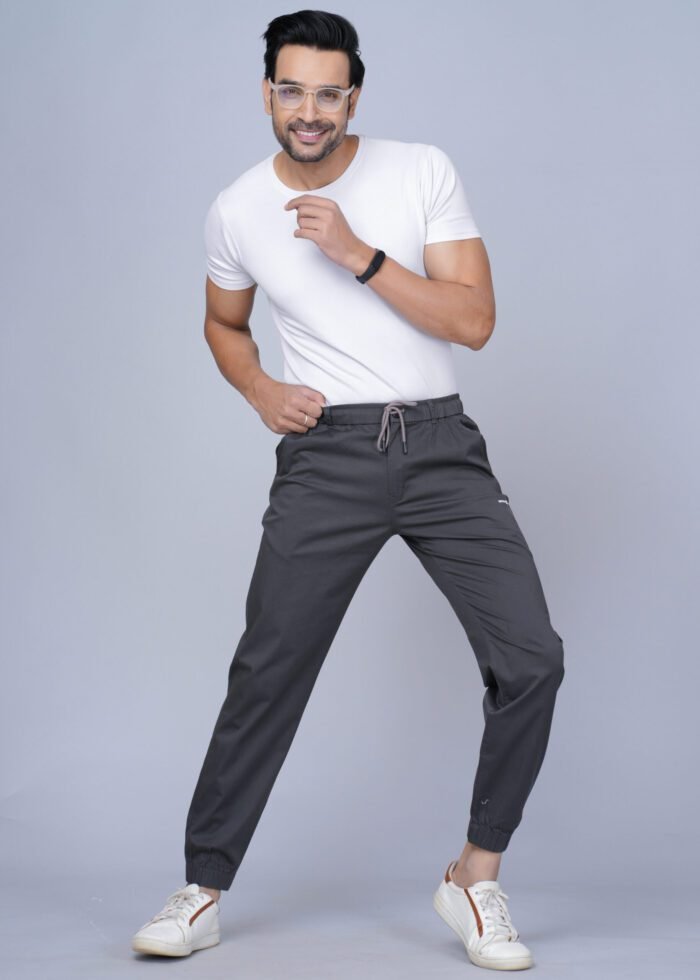 Cargo Sports Men Solid Cotton Dark Grey Jogger Styli Track Pant - Image 3