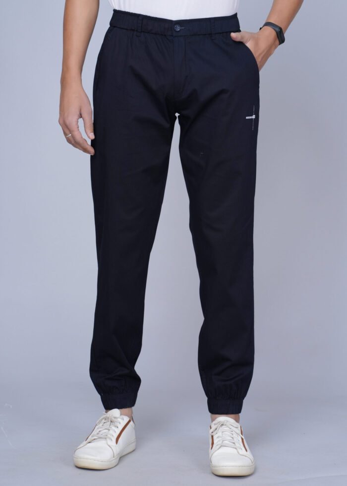 Cargo Sports Men Solid Cotton Navy Blue Jogger Styli Track Pant - Image 1
