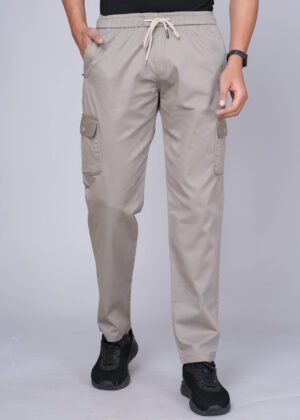Cargo Sports Men Solid Cotton Beige Cargo Pant