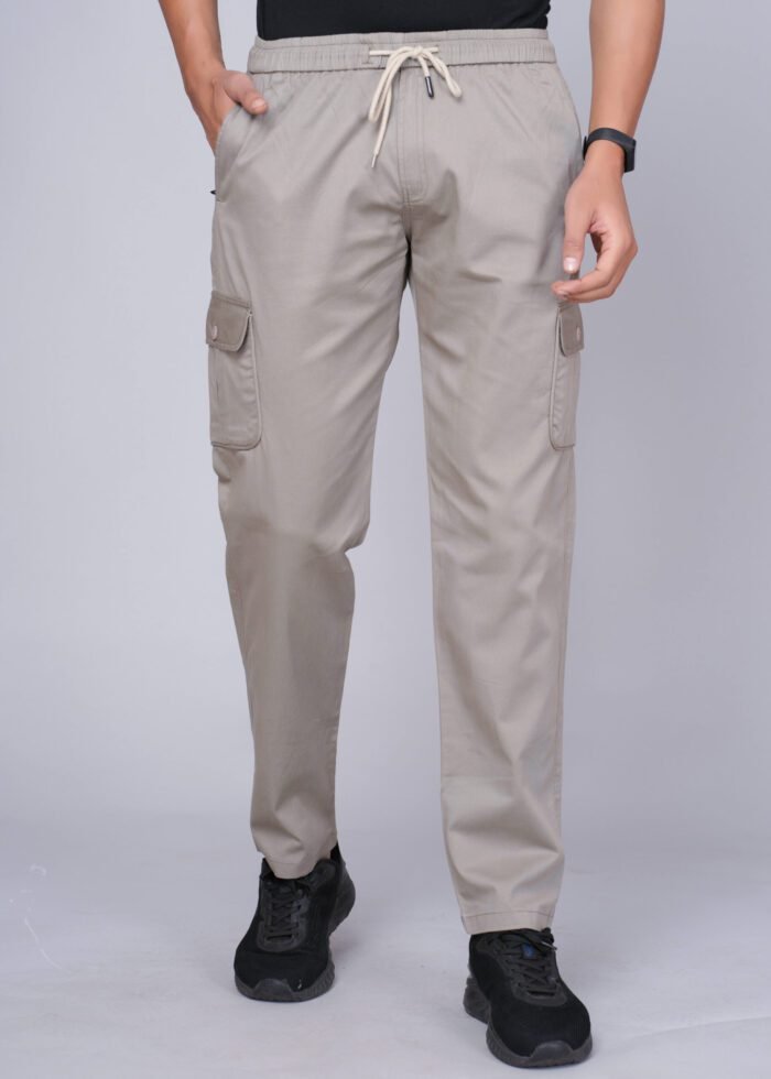 Cargo Sports Men Solid Cotton Beige Cargo Pant - Image 1