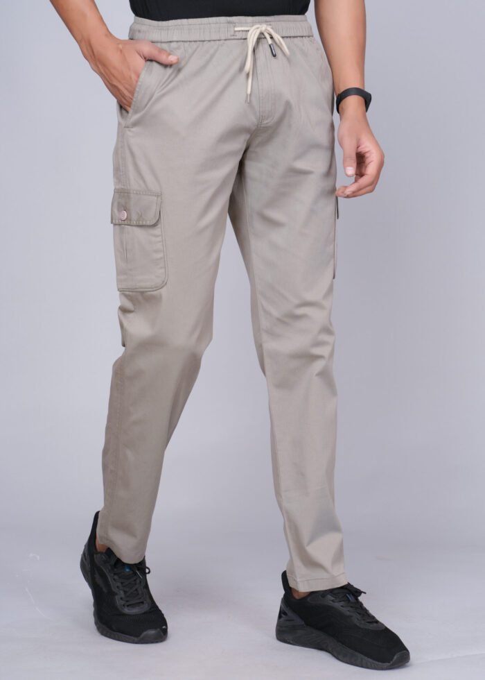Cargo Sports Men Solid Cotton Beige Cargo Pant - Image 2