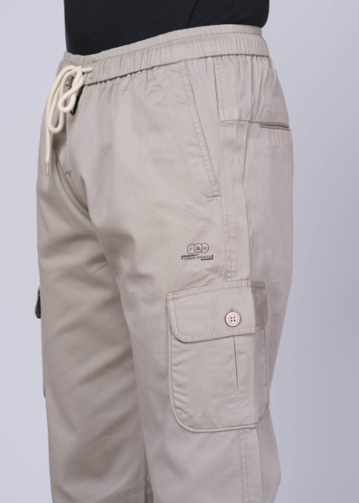 Cargo Sports Men Solid Cotton Beige Cargo Pant - Image 4